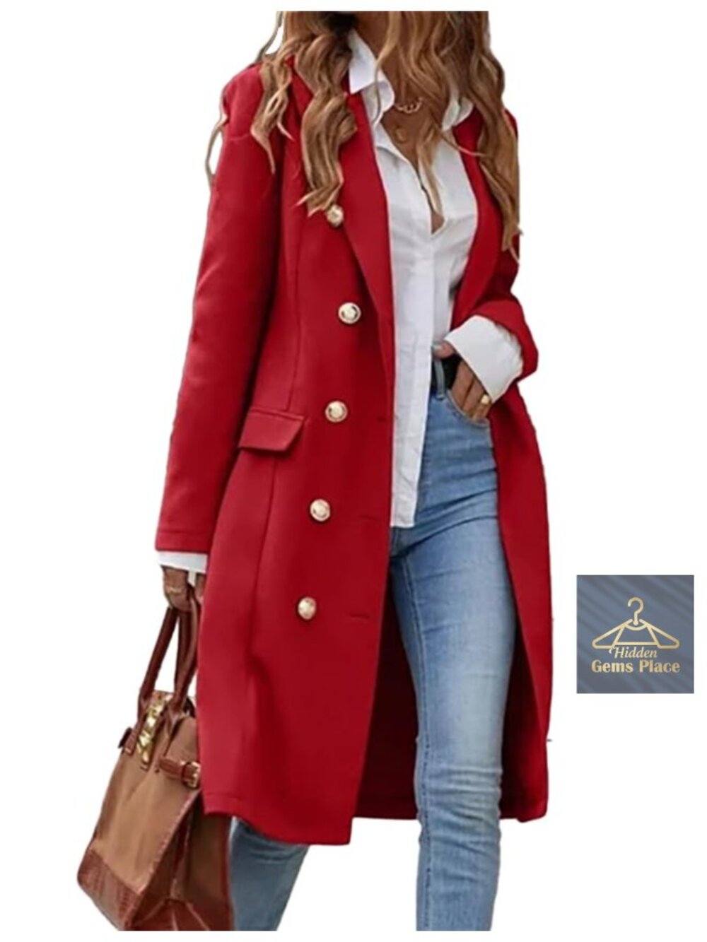 Women's Long Wool Blend Peacoat Double Breasted Trench Coat